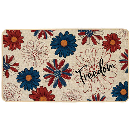 Baccessor 4th of July patriotic floral doormat for entryway with easy-clean surface.