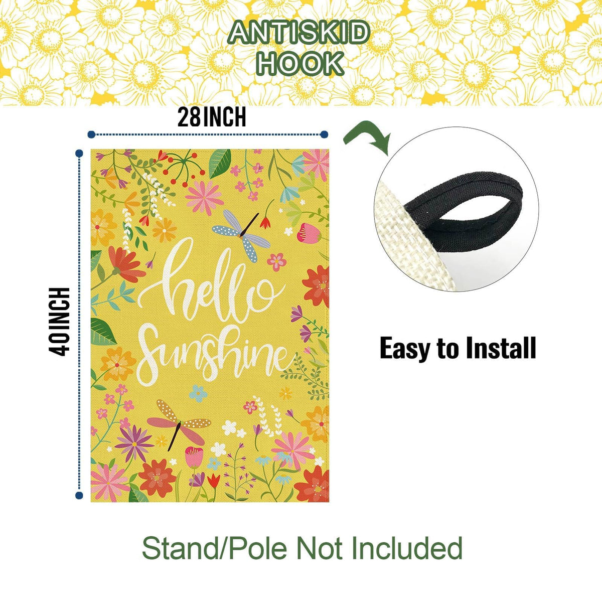 Baccessor Anti-skid top tab keeps the flag securely displayed on standard poles