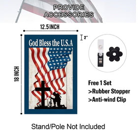 Baccessor flag with rubber stopper and anti-wind clip for secure placement.