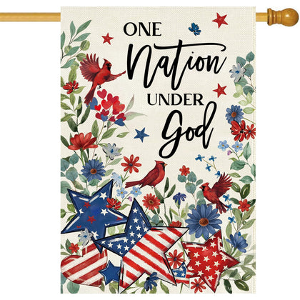 Baccessor cardinal flag for outdoor porch display, double-sided burlap