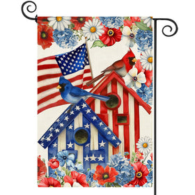 Baccessor Cardinal Garden Flag, double-sided burlap visible in outdoor setting, ideal for curb appeal.