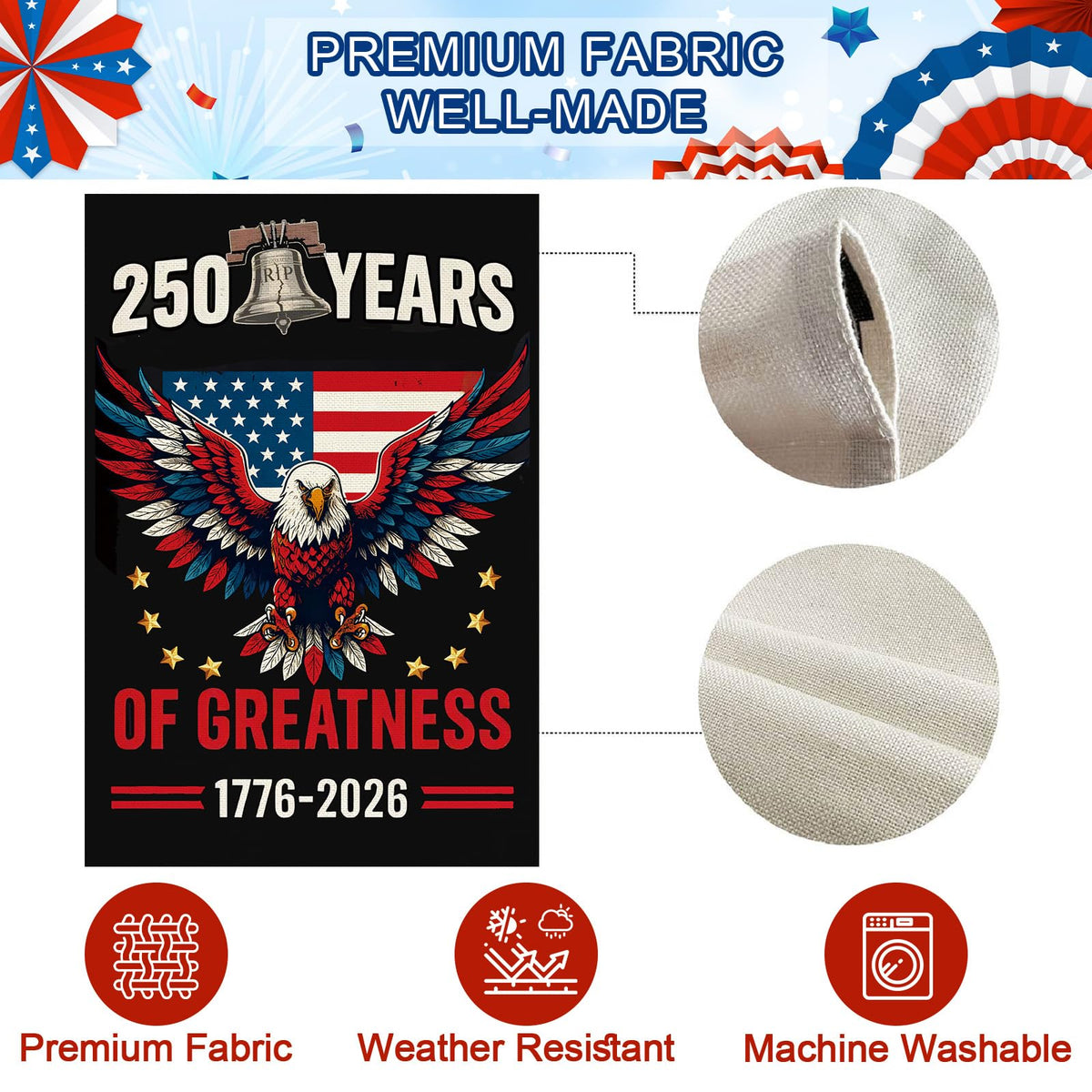 Baccessor commemorative flag 1776-2026 suitable for milestone celebrations.