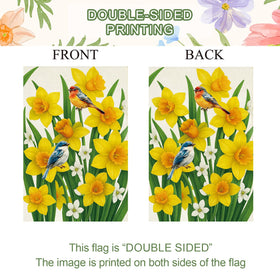 Baccessor daffodils garden flag back view with double-sided print