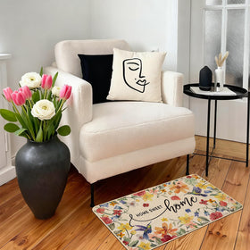 Baccessor floral doormat burlap texture close-up highlights dirt trapping design.