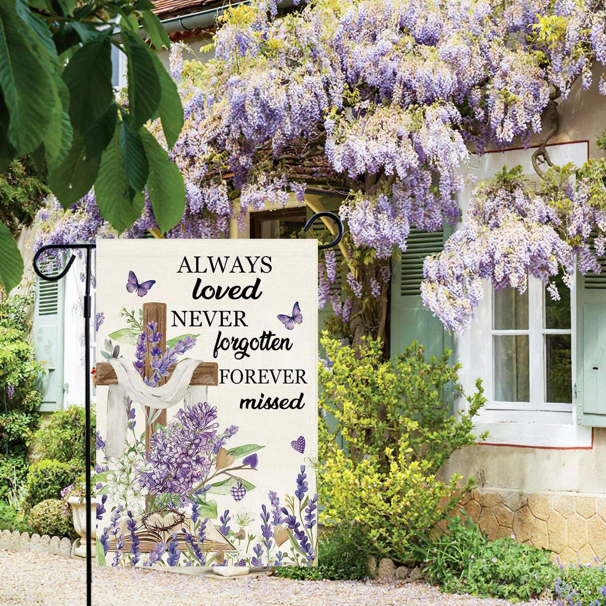 Baccessor lavender flowers flag weatherproof design for outdoor use