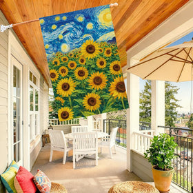 Baccessor double-sided garden flag showing two vibrant sunflower prints