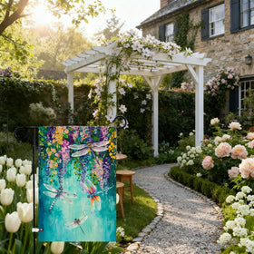 Baccessor double-sided print flag visible from curb and yard for outdoor decor.