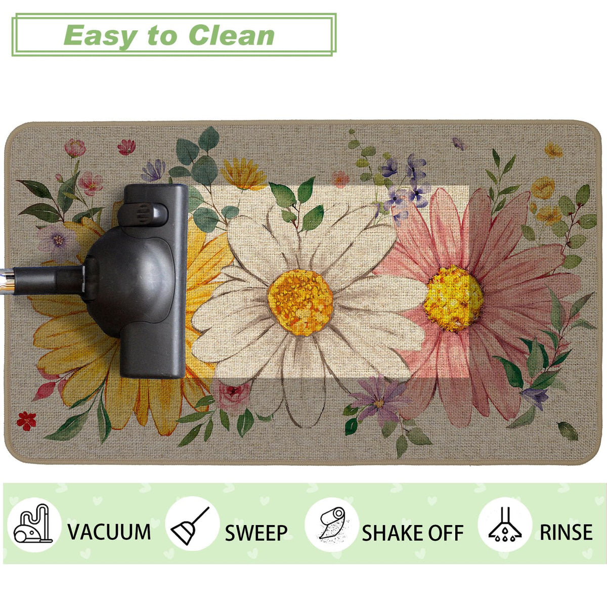 Baccessor farmhouse entryway mat, spring bloom design enhances curb appeal