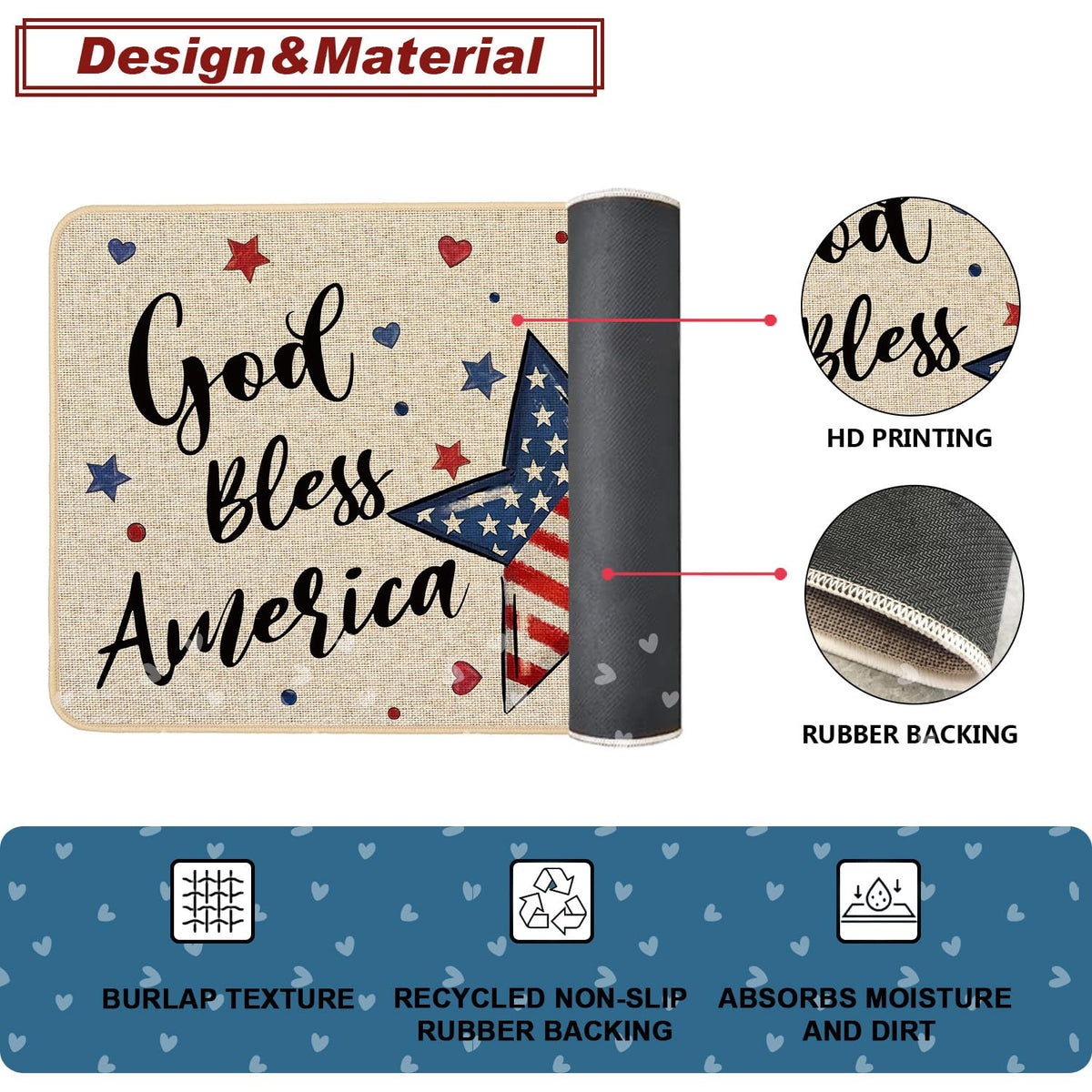 Baccessor Farmhouse style patriotic decor for porch or entryway