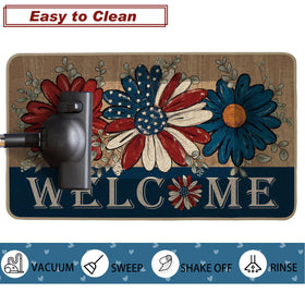 Baccessor Farmhouse patriotic mat adds charm to any entry.