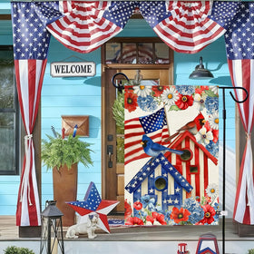 12.5 by 18 inch Baccessor flag displayed on a porch or mailbox.