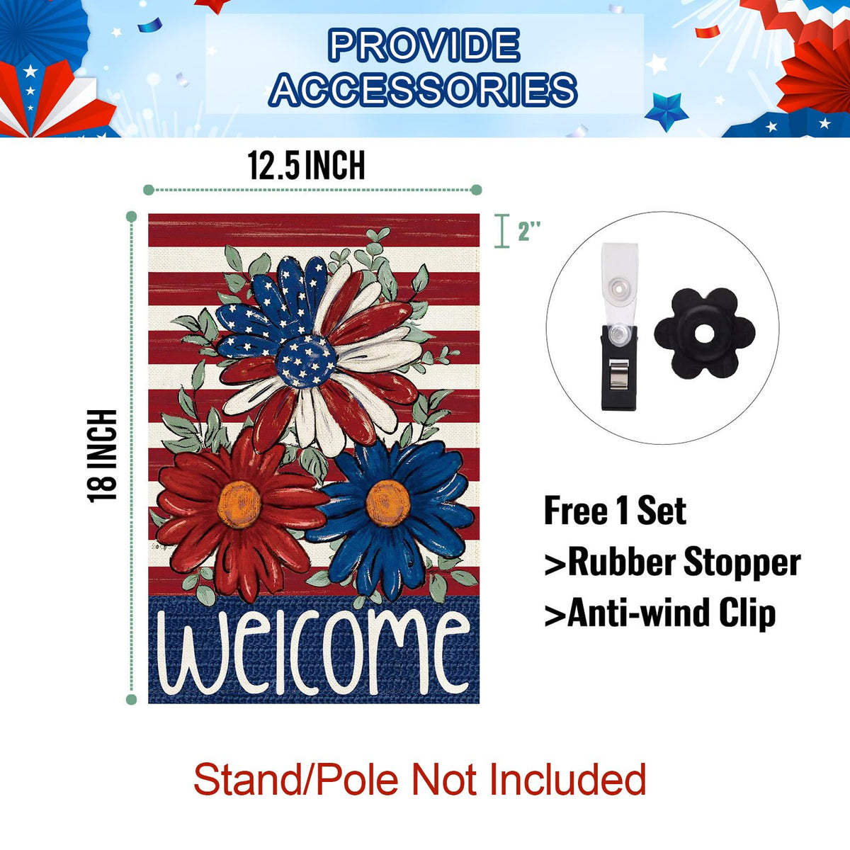 Baccessor flag sleeve at the top fits standard poles for easy display