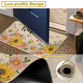 Baccessor floral doormat with daisy and sunflower pattern suitable for entryways