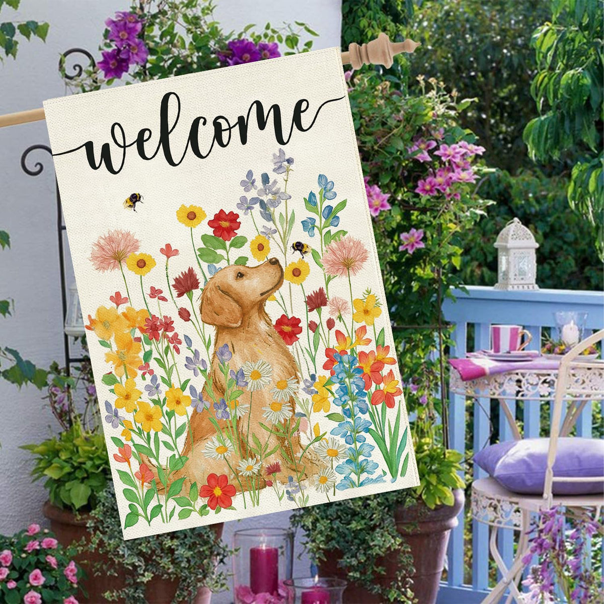 Baccessor large 28x40 flag ideal for garden or patio decor.