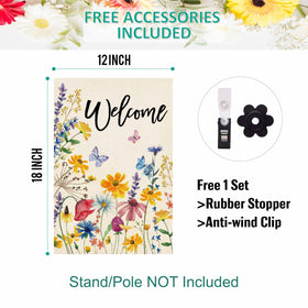 Baccessor floral welcome flag 12x18 inches fits standard flag poles with ease.