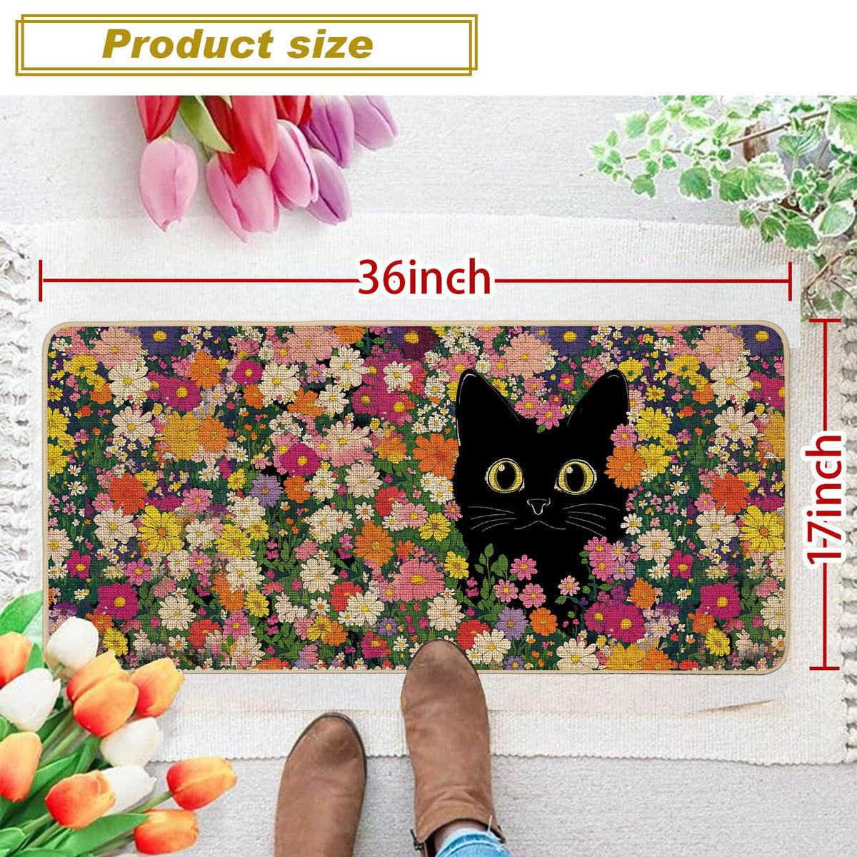 Baccessor large 17x36 inch mat fits wide entryways.