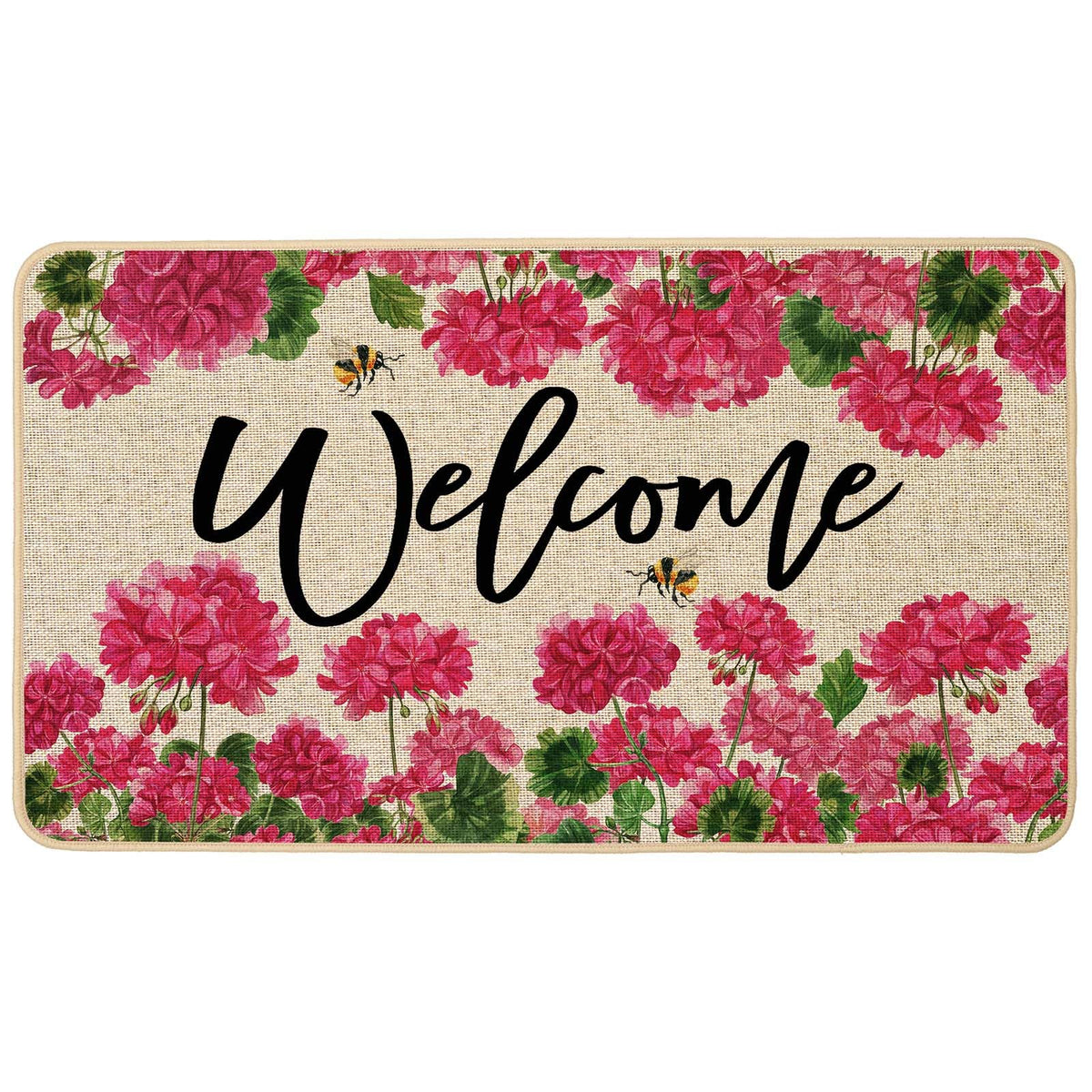 Baccessor Geranium doormat pink floral front view enhances welcome and dirt capture