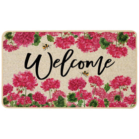 Baccessor Geranium doormat pink floral front view enhances welcome and dirt capture