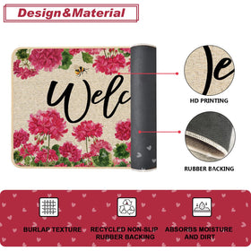 Baccessor Geranium doormat front porch setup with welcoming design