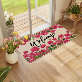 Baccessor Geranium doormat pink floral close-up showing dirt trapping surface