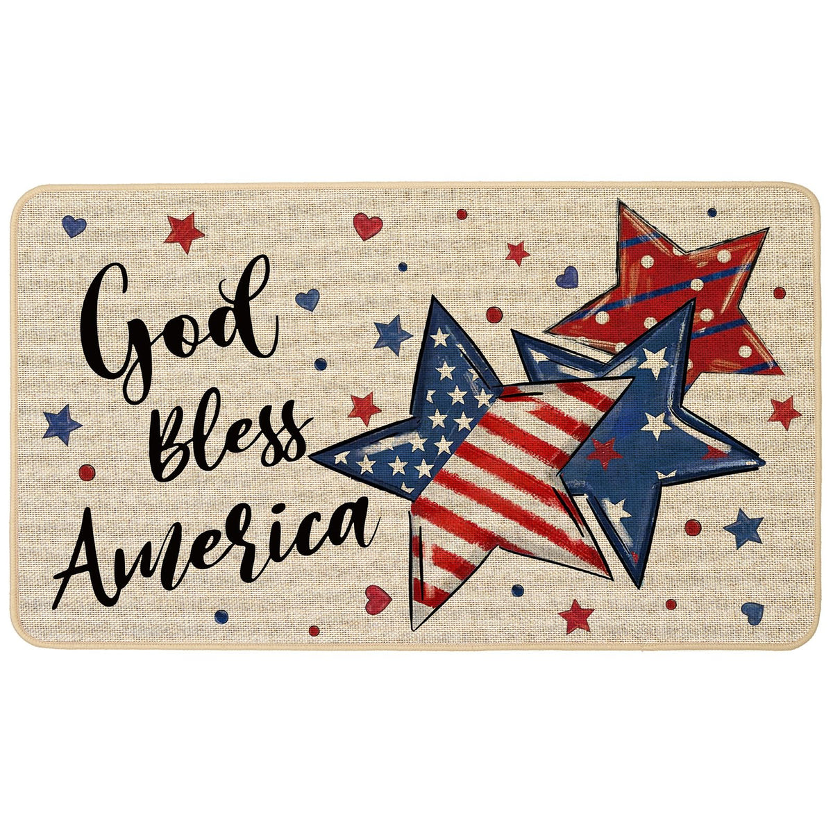 Baccessor Gold Bless America flag star doormat, 17x29, welcoming guests with patriotic style