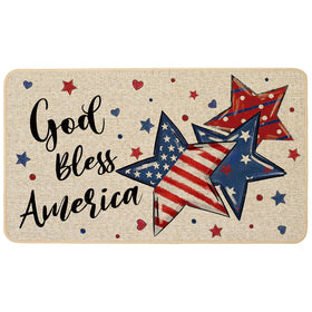 Baccessor Gold Bless America flag star doormat, 17x29, welcoming guests with patriotic style