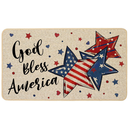 Baccessor Gold Bless America flag star doormat, 17x29, welcoming guests with patriotic style