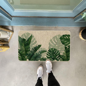 Baccessor Green banana doormat for outdoor use with anti-slip backing.