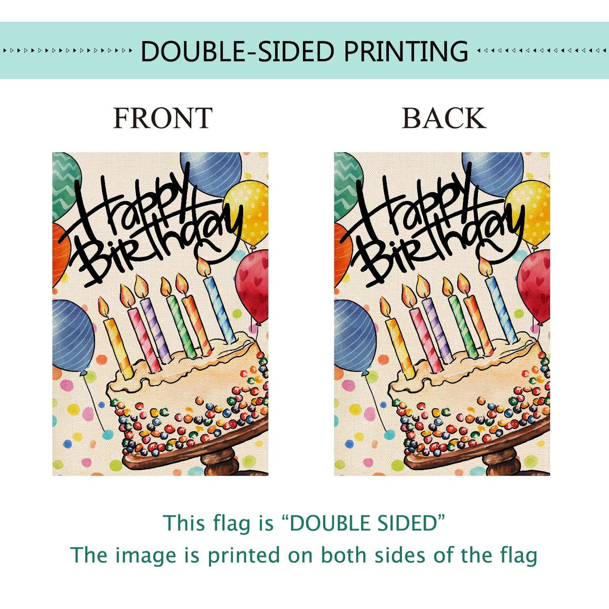 Baccessor outdoor burlap flag featuring vibrant texture and birthday artwork for garden decor.