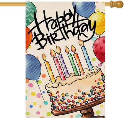 Baccessor Happy Birthday flag front view for durable outdoor display.