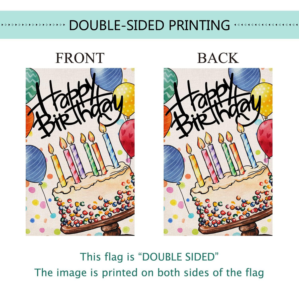 Baccessor Happy Birthday flag features sturdy stitching for longevity