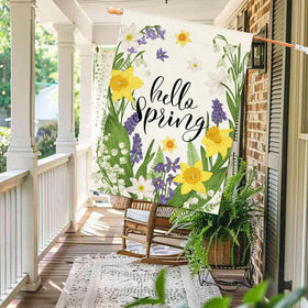 Baccessor Hello Spring flag double-sided print visible from both sides