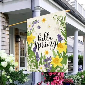 Baccessor Hello Spring flag purple flowers add seasonal charm