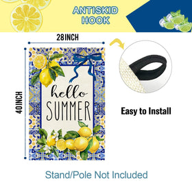 Baccessor Hello Summer flag burlap texture detail for durable seasonal decor.