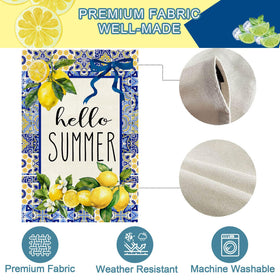 Baccessor Hello Summer flag lemon design perfect for outdoor scenes.