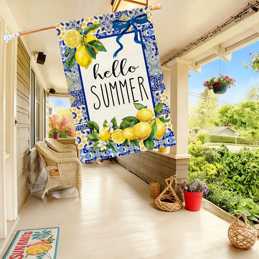 Baccessor Hello Summer flag compatible with standard flag poles for easy setup.