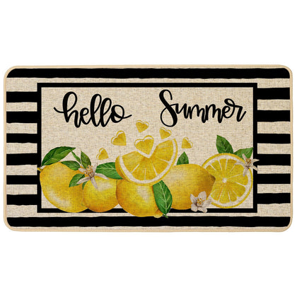 Baccessor Hello Summer Lemon doormat with lemon pattern for a welcoming front porch.