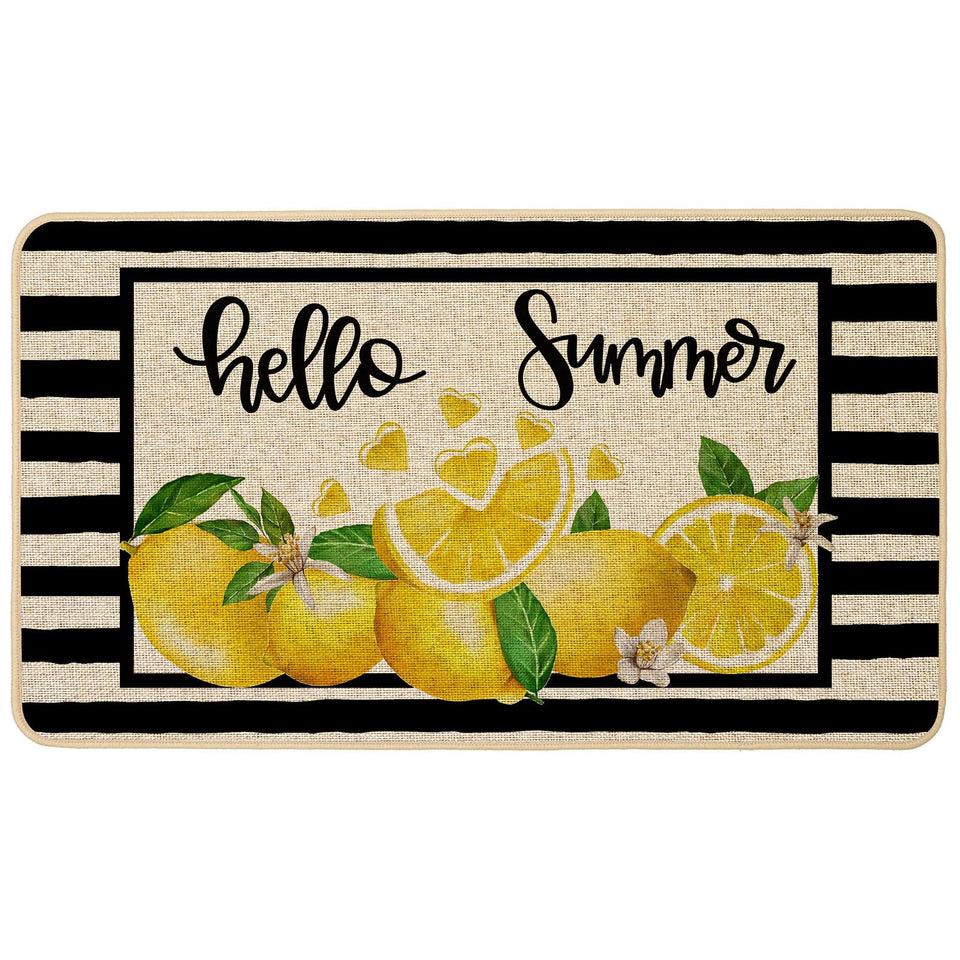 Baccessor Hello Summer Lemon doormat with lemon pattern for a welcoming front porch.