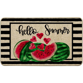 Baccessor Hello Summer Watermelon doormat front view adds seasonal charm and welcomes guests.