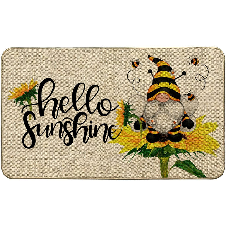 Baccessor Hello Sunshine Doormat front view with cheerful sunflowers for curb appeal.