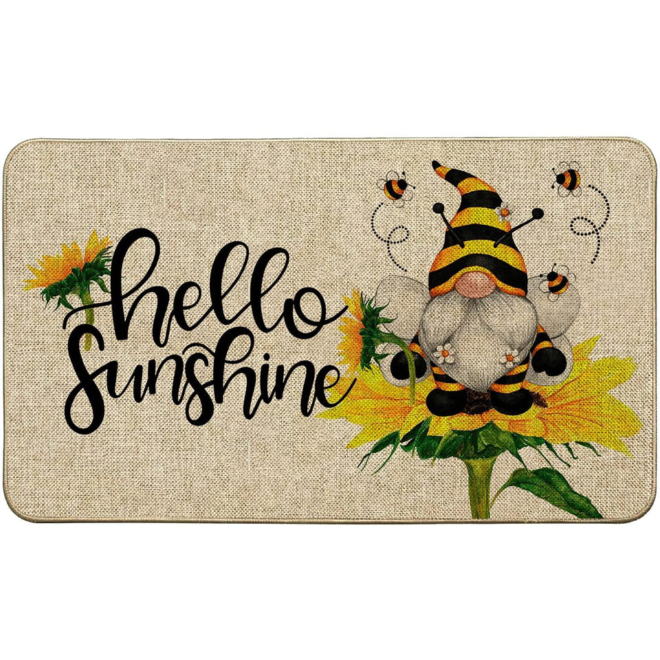 Baccessor Hello Sunshine Doormat front view with cheerful sunflowers for curb appeal.