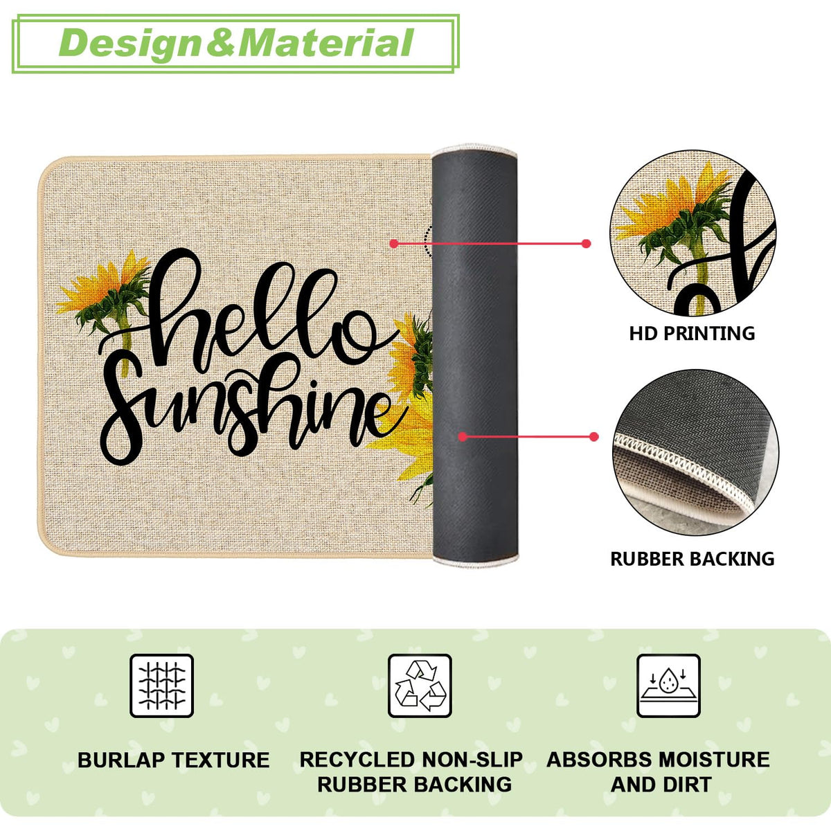 Baccessor Hello Sunshine Doormat farmhouse charm adds porch ambiance.
