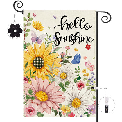 Baccessor Hello Sunshine Sunflowers Daisy garden flag offers a bright welcome for your yard.