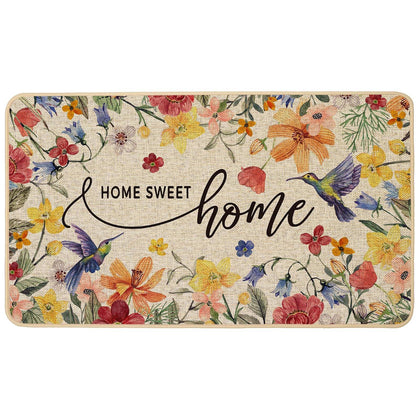 Baccessor Home Sweet Home floral doormat outdoor 17x29 greets guests with a welcoming spring pattern.