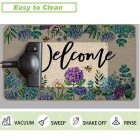 Baccessor Hydrangea doormat easy to clean with tap, shake, or hose