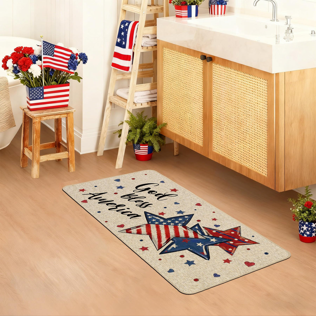 Baccessor Independence Day door mat for outdoor or indoor use with non slip backing
