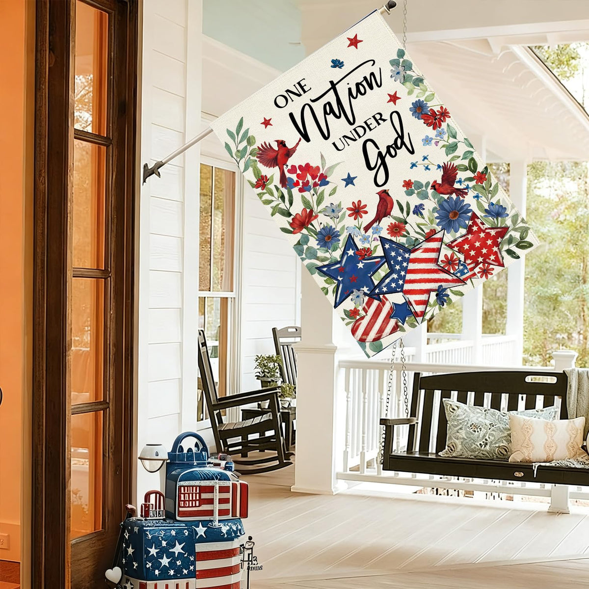 Baccessor independence day floral design flag for yard decor