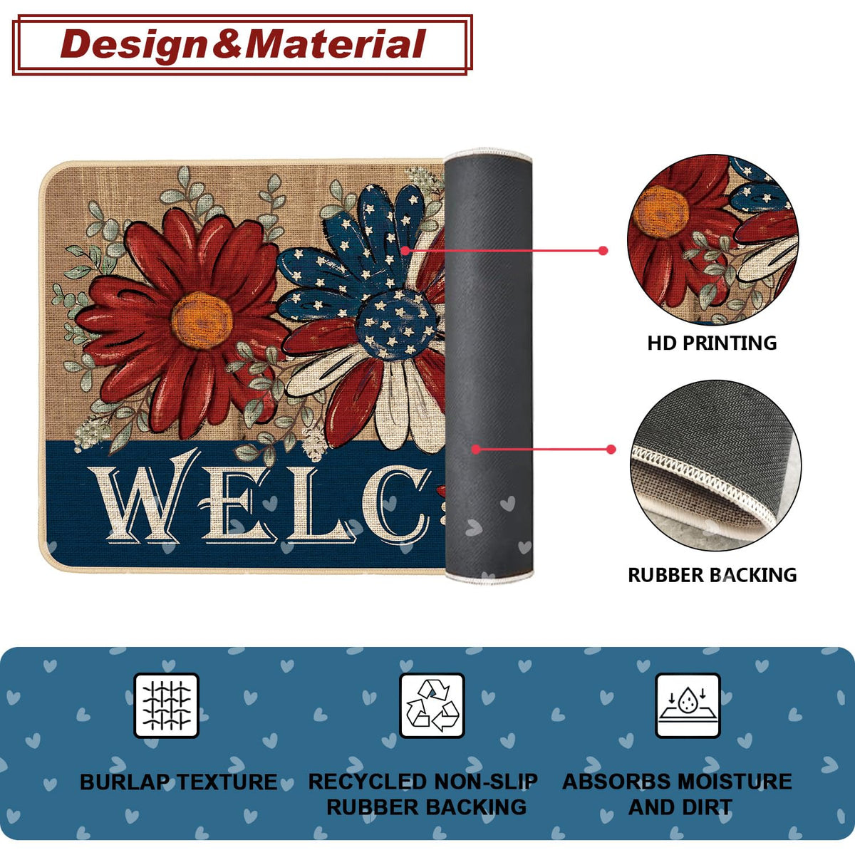 Baccessor Indoor outdoor daisy mat fits entryways, porches, and garages.