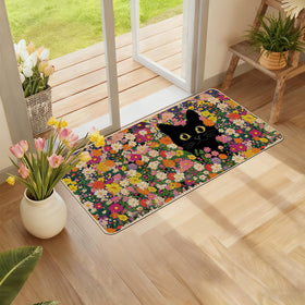 Baccessor floral mat withstands weather for year-round use.