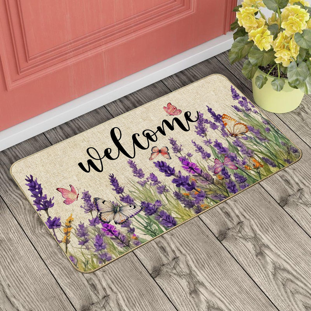 Baccessor Lavender burlap texture close-up highlights durable dirt capture.